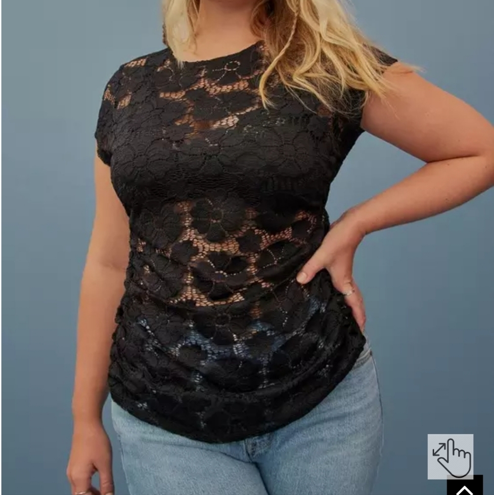 NWT Torrid Festi Ruched Top Stretch Lace  1X
